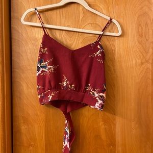 Thin Strapped Tie In The Back Crop Top